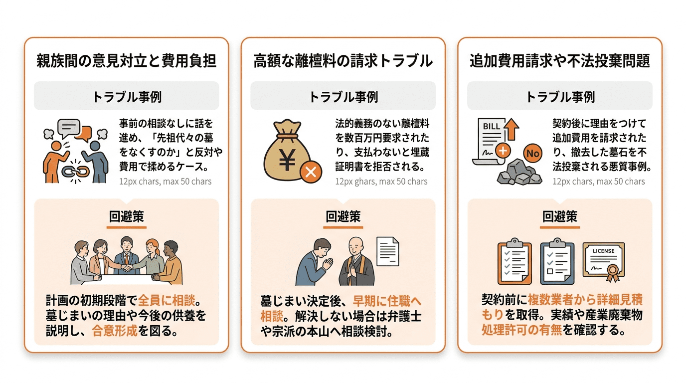 墓じまいでよくあるトラブル事例と回避策