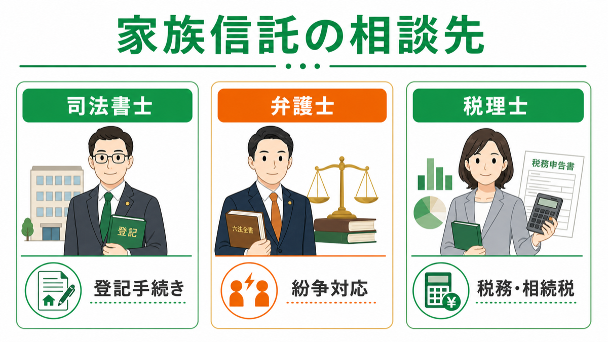 家族信託の相談先はどこ?専門家選びのポイントを図解