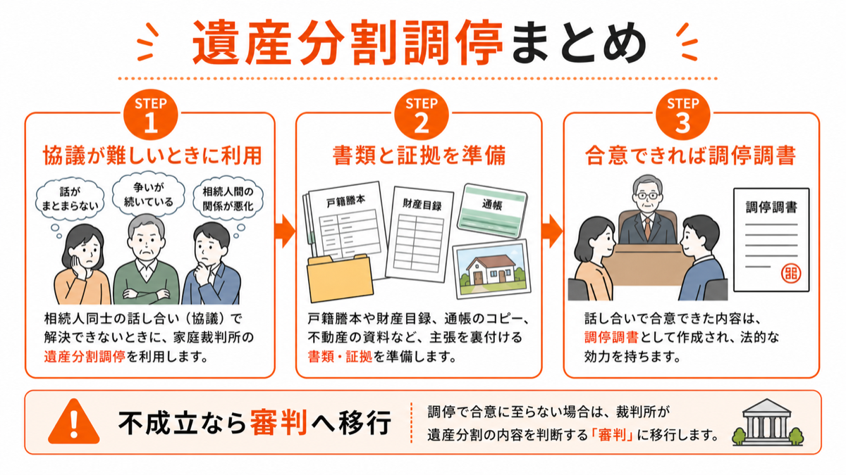 遺産分割調停の要点をまとめた図解