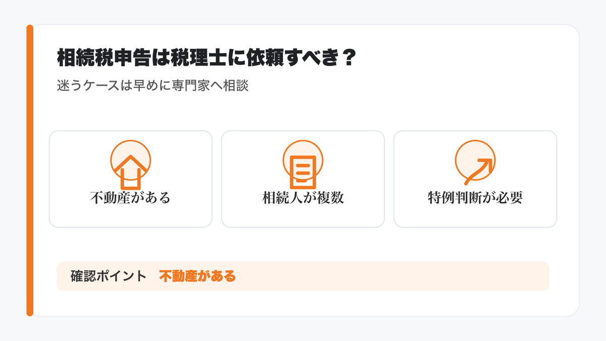 相続税の申告は税理士に依頼すべき?判断が必要なケースとはの図解