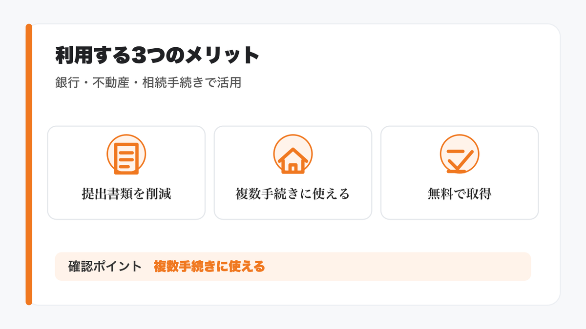 法定相続情報証明制度を利用する3つのメリットの図解
