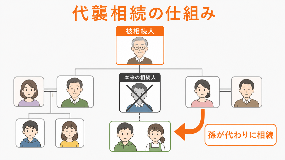 代襲相続とは?本来の相続人が亡くなっている場合に発生する制度を図解