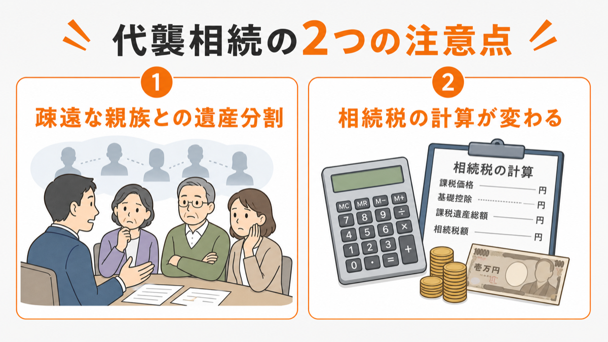 代襲相続で注意すべき2つのポイントを図解