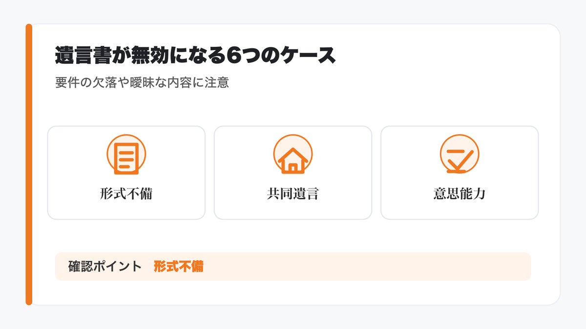 注意!遺言書が無効になってしまう6つのケースの図解