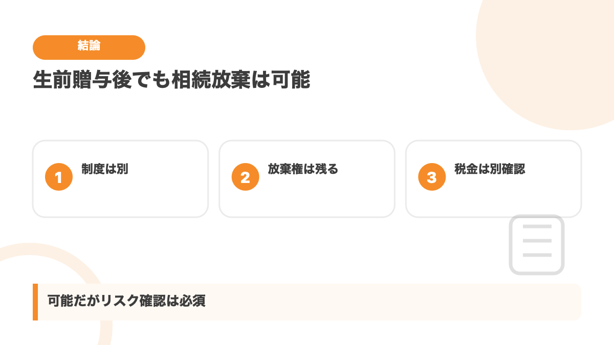 生前贈与を受けていても相続放棄できる理由を示す図解