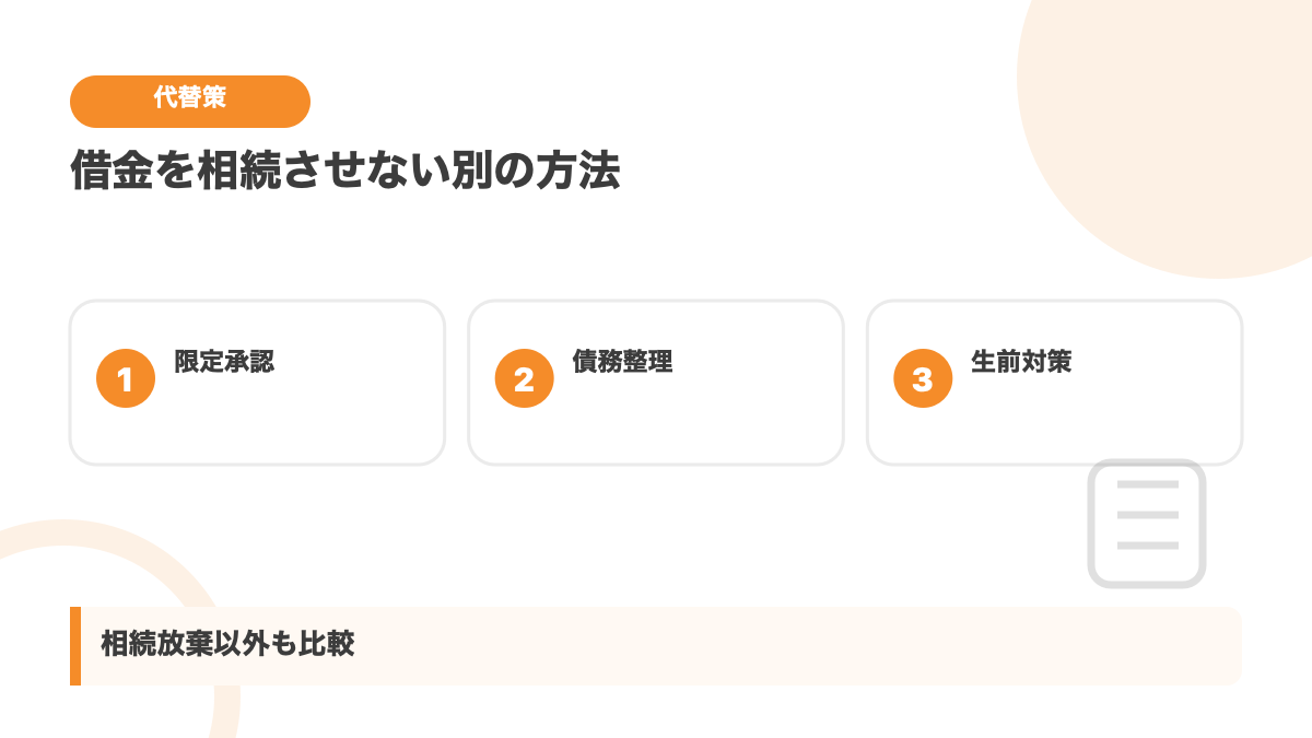 生前の相続放棄ができない場合の代替方法を示す図解