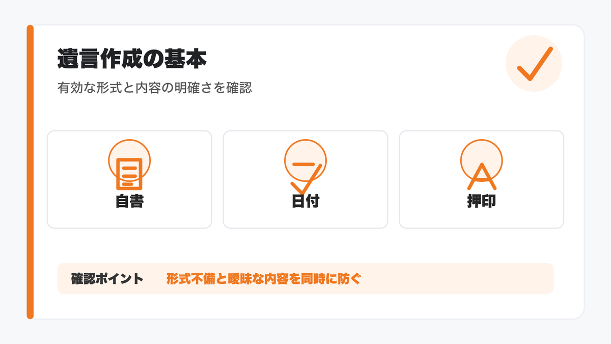 遺言作成の基本をまとめた図解