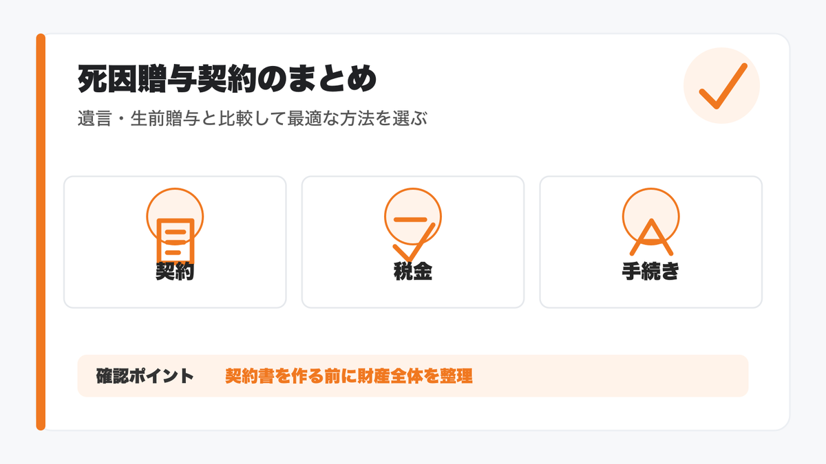 死因贈与契約の判断ポイントをまとめた図解