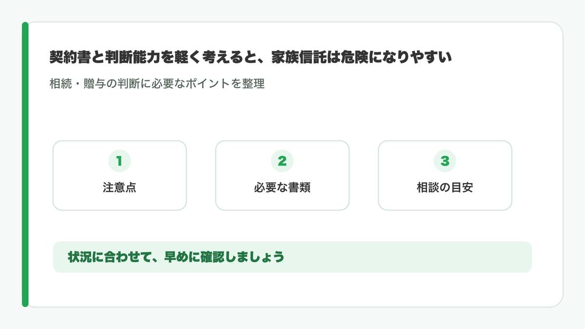 家族信託契約前に判断能力を確認する図